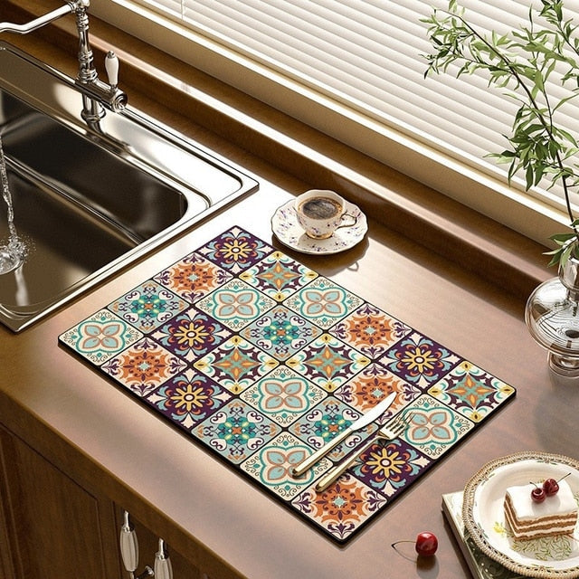 Polyester Dish Drying Mat – Absorbent, Non-Slip & Antibacterial, Multiple Sizes