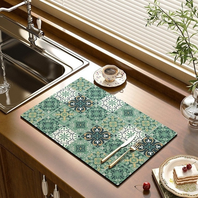 Polyester Dish Drying Mat – Absorbent, Non-Slip & Antibacterial, Multiple Sizes