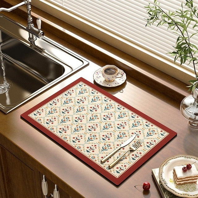Polyester Dish Drying Mat – Absorbent, Non-Slip & Antibacterial, Multiple Sizes