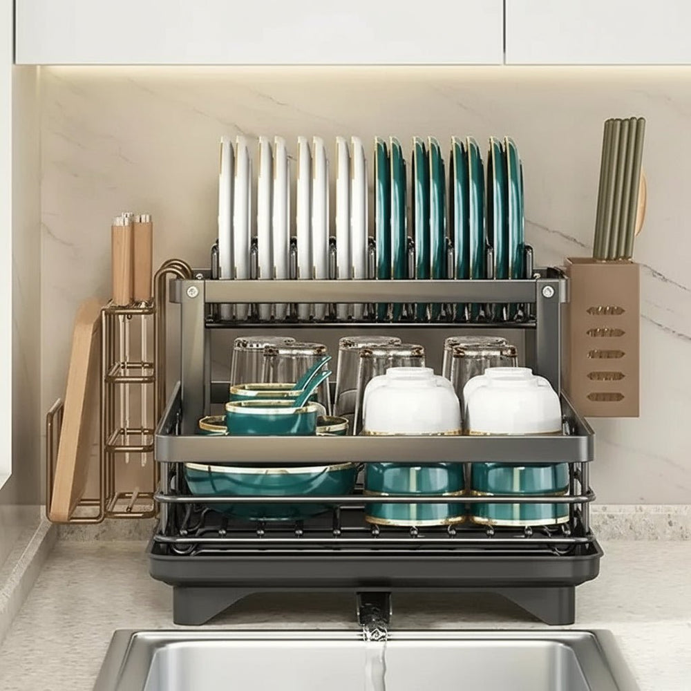 **KITCHENFORM Foldable Stainless Steel Dish Rack - Space-Saving Solution for Compact Kitchens | Rust-Resistant, Durable Design**