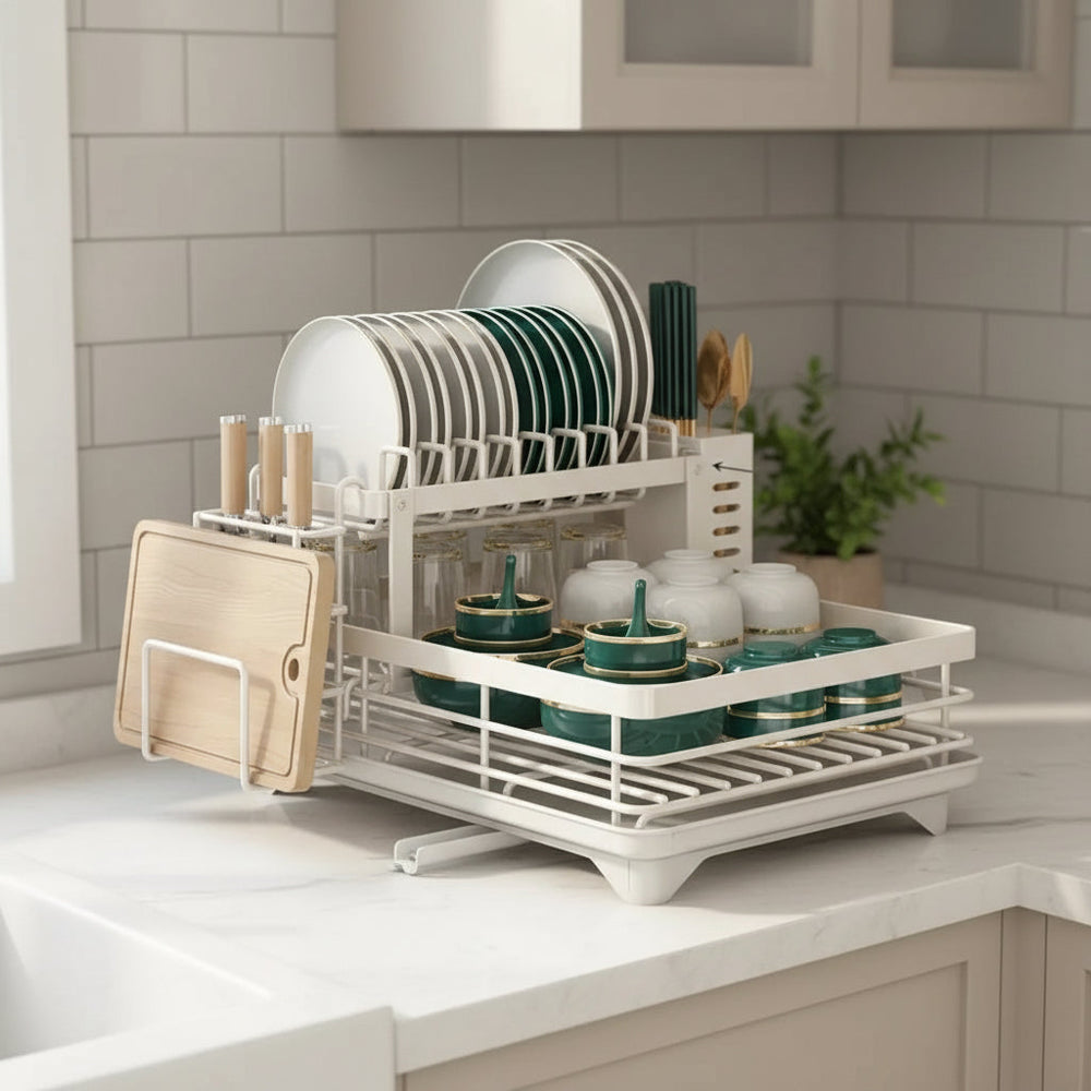 **KITCHENFORM Foldable Stainless Steel Dish Rack - Space-Saving Solution for Compact Kitchens | Rust-Resistant, Durable Design**
