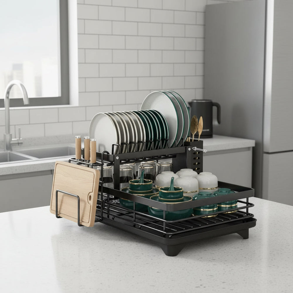 **KITCHENFORM Foldable Stainless Steel Dish Rack - Space-Saving Solution for Compact Kitchens | Rust-Resistant, Durable Design**