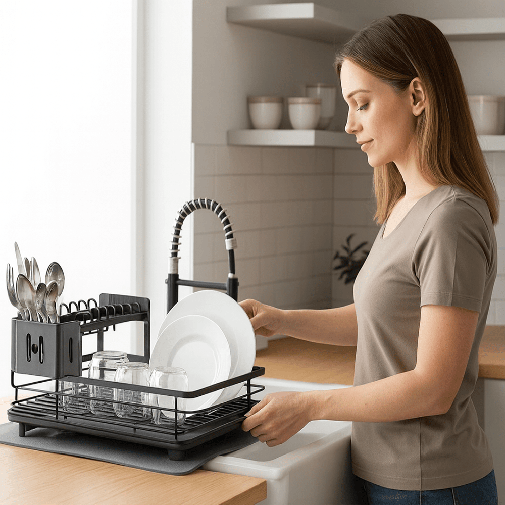 **KITCHENFORM Foldable Stainless Steel Dish Rack - Space-Saving Solution for Compact Kitchens | Rust-Resistant, Durable Design**