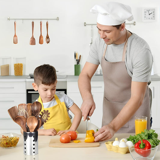 Natural Wood Kitchen Tool Set – Cooking Utensils, Spoon & Spatula Set