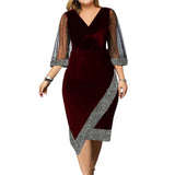 Chic Plus-Size Fall Party Dress - Elegant Autumn Evening Wear for Curvy Women