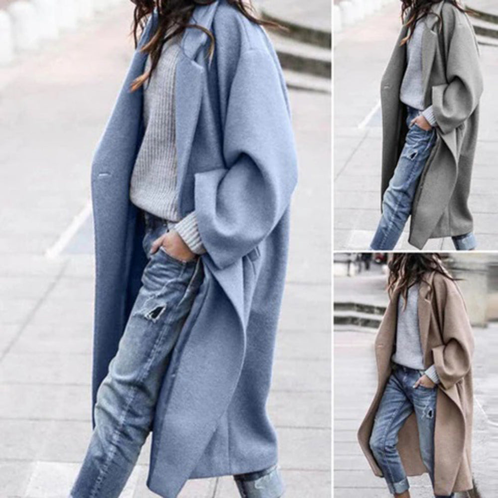 Knee-length Winter Coat with Large Collar for Ladies - Mira
