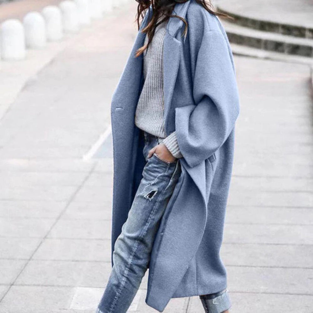 Knee-length Winter Coat with Large Collar for Ladies - Mira