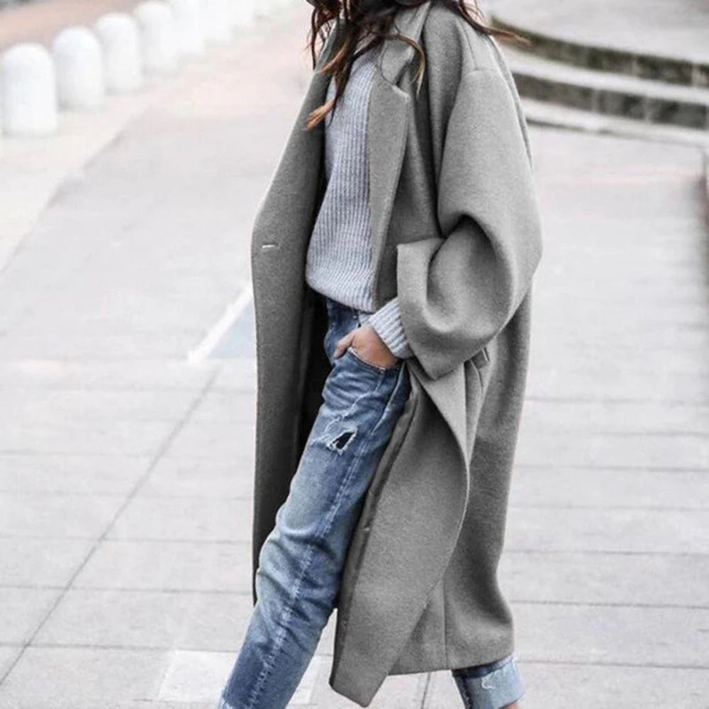 Knee-length Winter Coat with Large Collar for Ladies - Mira