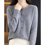 Cozy Knit Cardigan with Round Neck & Button Front - Stylish Women's Sweater for All Seasons