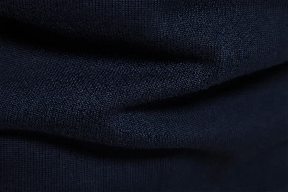 Knit Quarter Zip Sweater with Mock Neck and Stripes