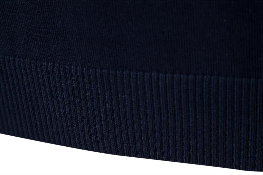 Knit Quarter Zip Sweater with Mock Neck and Stripes