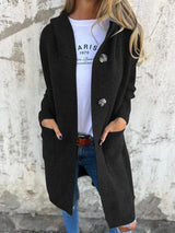 Knitted Long Women's Cardigan with Hood - Liv