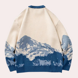 Knitted Mens Sweater with Mountain Pattern - Nordin