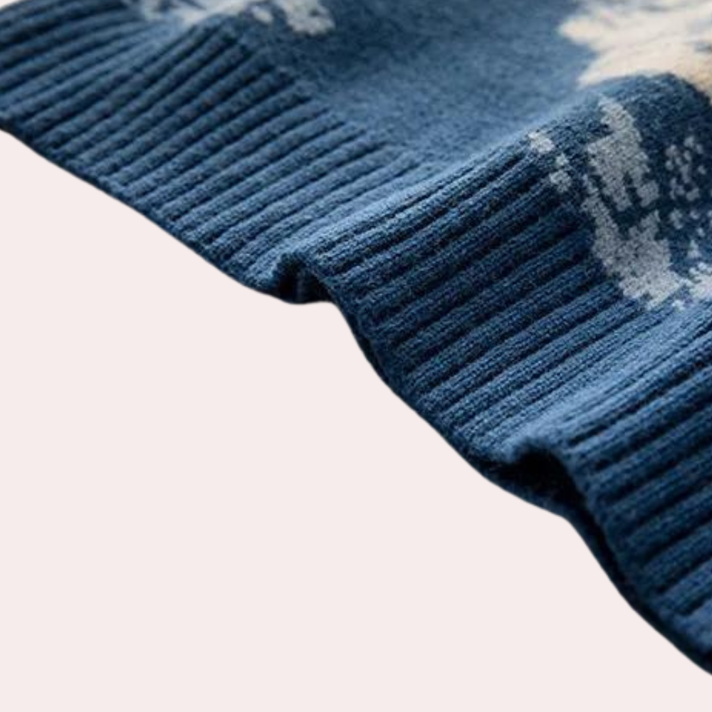 Knitted Mens Sweater with Mountain Pattern - Nordin