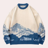 Knitted Mens Sweater with Mountain Pattern - Nordin