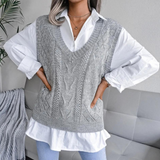 Knitted Sweater Vest with V-Neck for Women - Isabelle