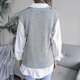Knitted Sweater Vest with V-Neck for Women - Isabelle