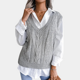 Knitted Sweater Vest with V-Neck for Women - Isabelle