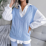 Knitted Sweater Vest with V-Neck for Women - Isabelle
