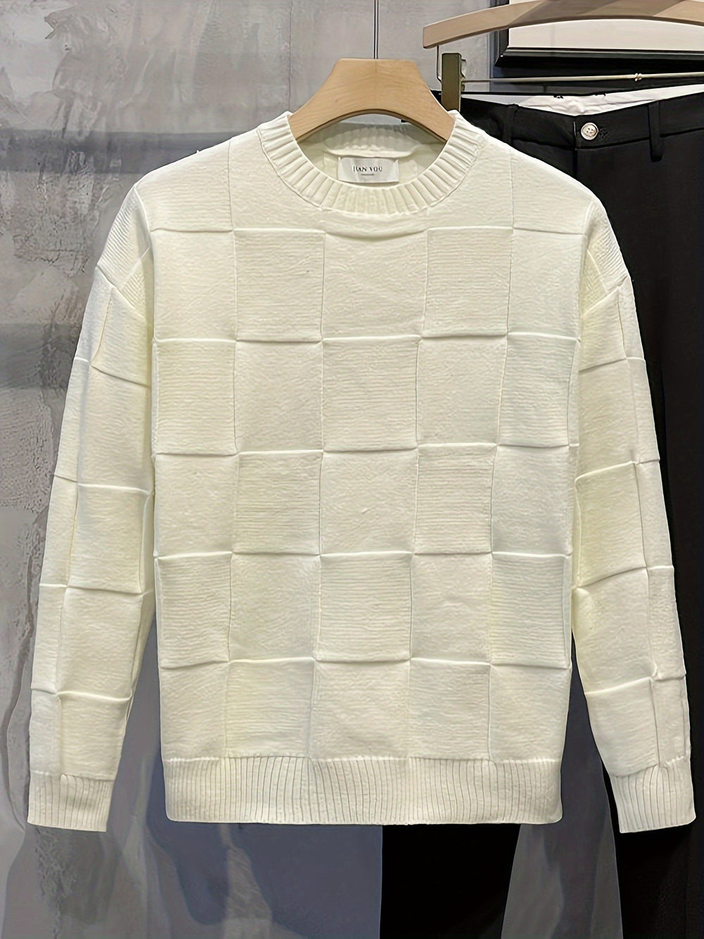 Knitted Sweater with Round Neck and Stretch - Caleb