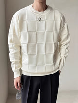 Knitted Sweater with Round Neck and Stretch - Caleb