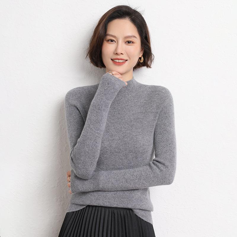 Knitted Women's Sweater with Half Polo - Sophie