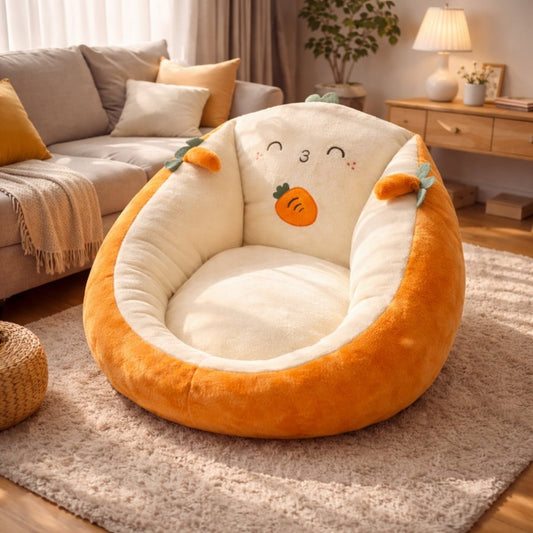 Plush Animal Floor Chair – Soft Velour Cover, Non-Slip Base & 2 Sizes