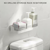 No-Drill Bathroom Shelf – Self-Draining, Raised Edges & Adhesive Wall Mount