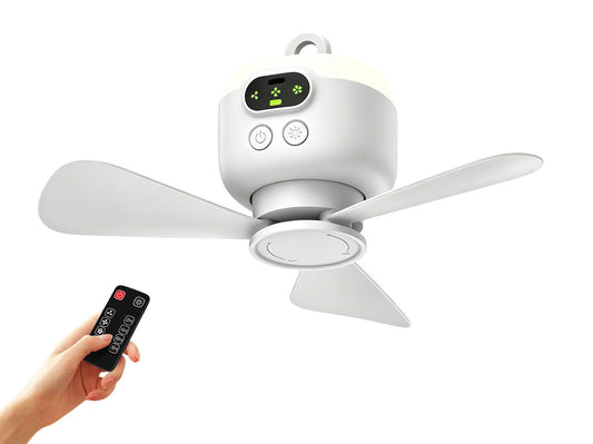 Ceiling Fan – LED Light, Remote Control & Rechargeable Battery