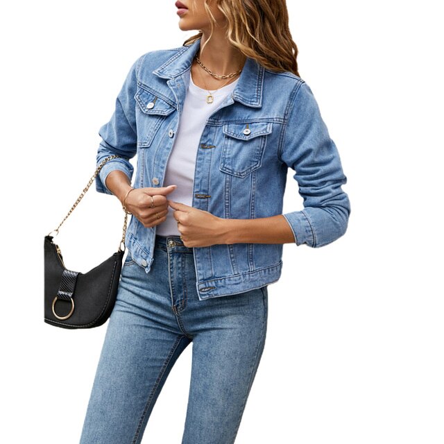 Ladies Casual Denim Jacket - Jade