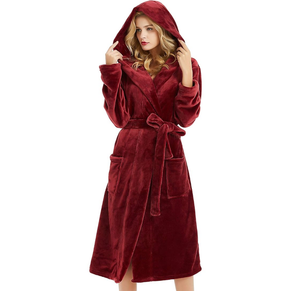 Vivianne Ladies Hooded Fleece Bathrobe - Soft, Cozy, and Stylish Women's Loungewear