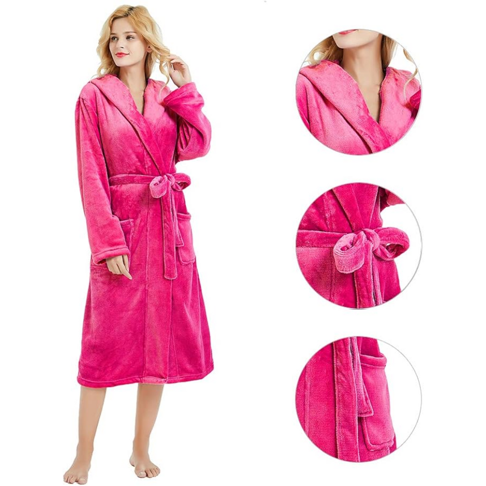 Vivianne Ladies Hooded Fleece Bathrobe - Soft, Cozy, and Stylish Women's Loungewear