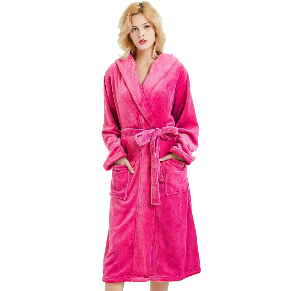 Vivianne Ladies Hooded Fleece Bathrobe - Soft, Cozy, and Stylish Women's Loungewear