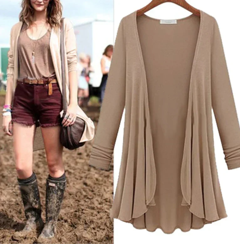 Ladies' knitted cardigan with ruffles - Chiara