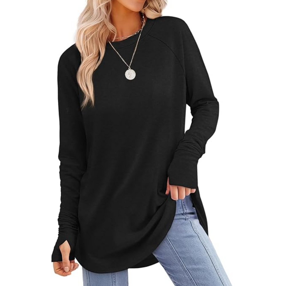 Tamari Women's Long Sleeve Tunic Top with Thumbholes - Stylish & Comfortable Casual Wear