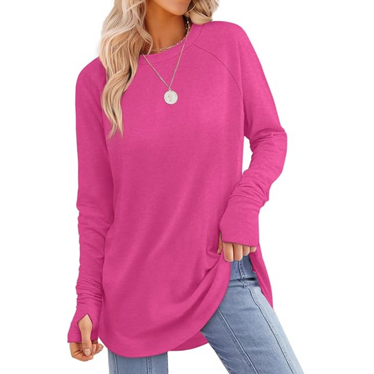 Tamari Women's Long Sleeve Tunic Top with Thumbholes - Stylish & Comfortable Casual Wear