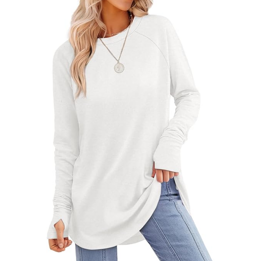 Tamari Women's Long Sleeve Tunic Top with Thumbholes - Stylish & Comfortable Casual Wear