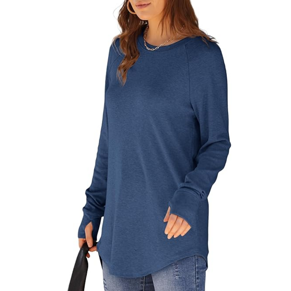 Tamari Women's Long Sleeve Tunic Top with Thumbholes - Stylish & Comfortable Casual Wear
