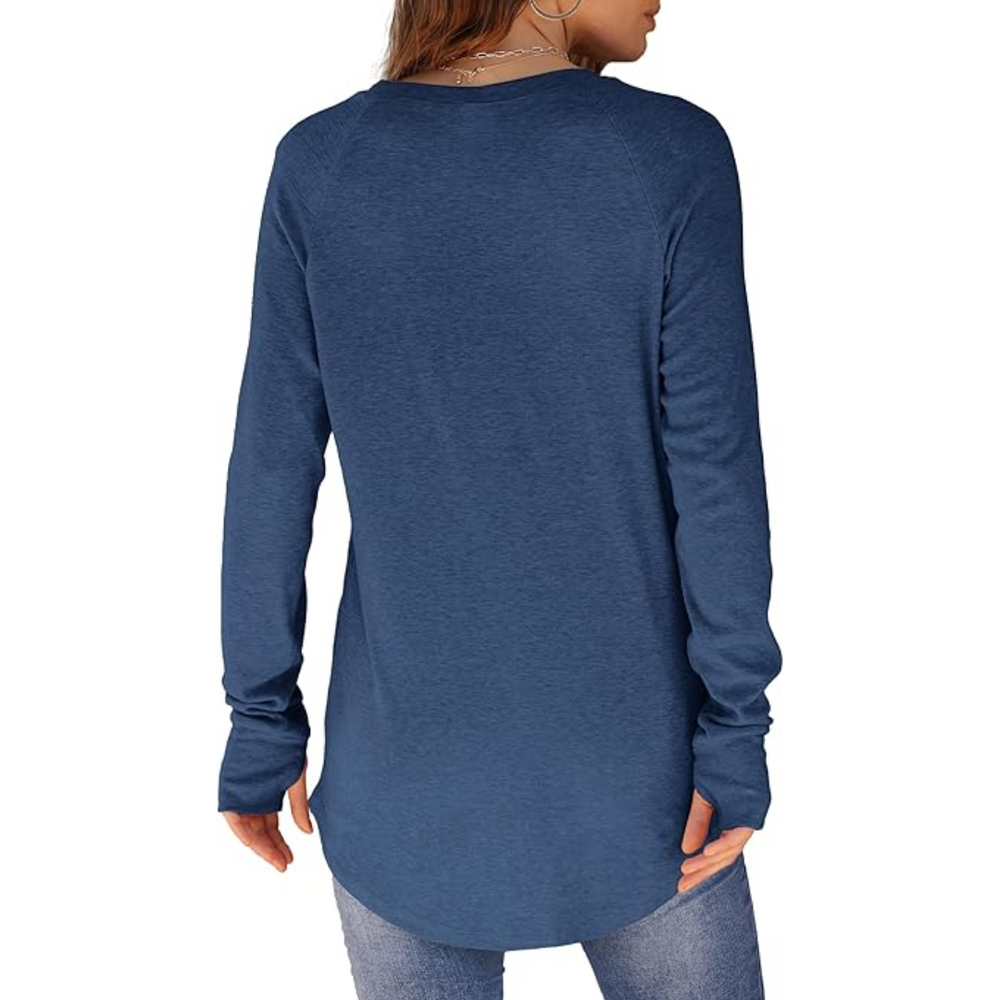 Tamari Women's Long Sleeve Tunic Top with Thumbholes - Stylish & Comfortable Casual Wear
