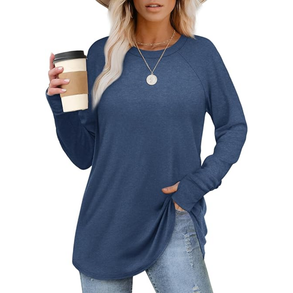 Tamari Women's Long Sleeve Tunic Top with Thumbholes - Stylish & Comfortable Casual Wear