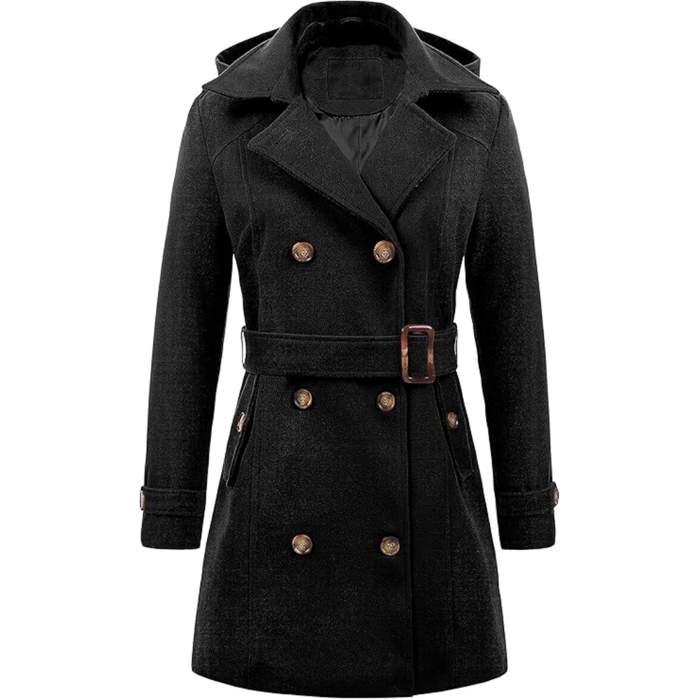 Women's Nina Padded Winter Trench Coat with Hood - Stylish & Warm Outerwear for Cold Weather