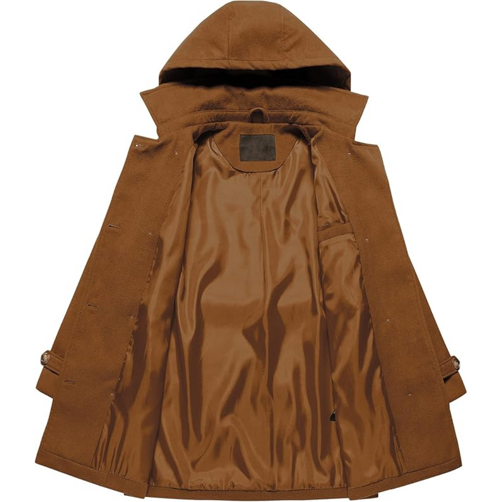 Women's Nina Padded Winter Trench Coat with Hood - Stylish & Warm Outerwear for Cold Weather