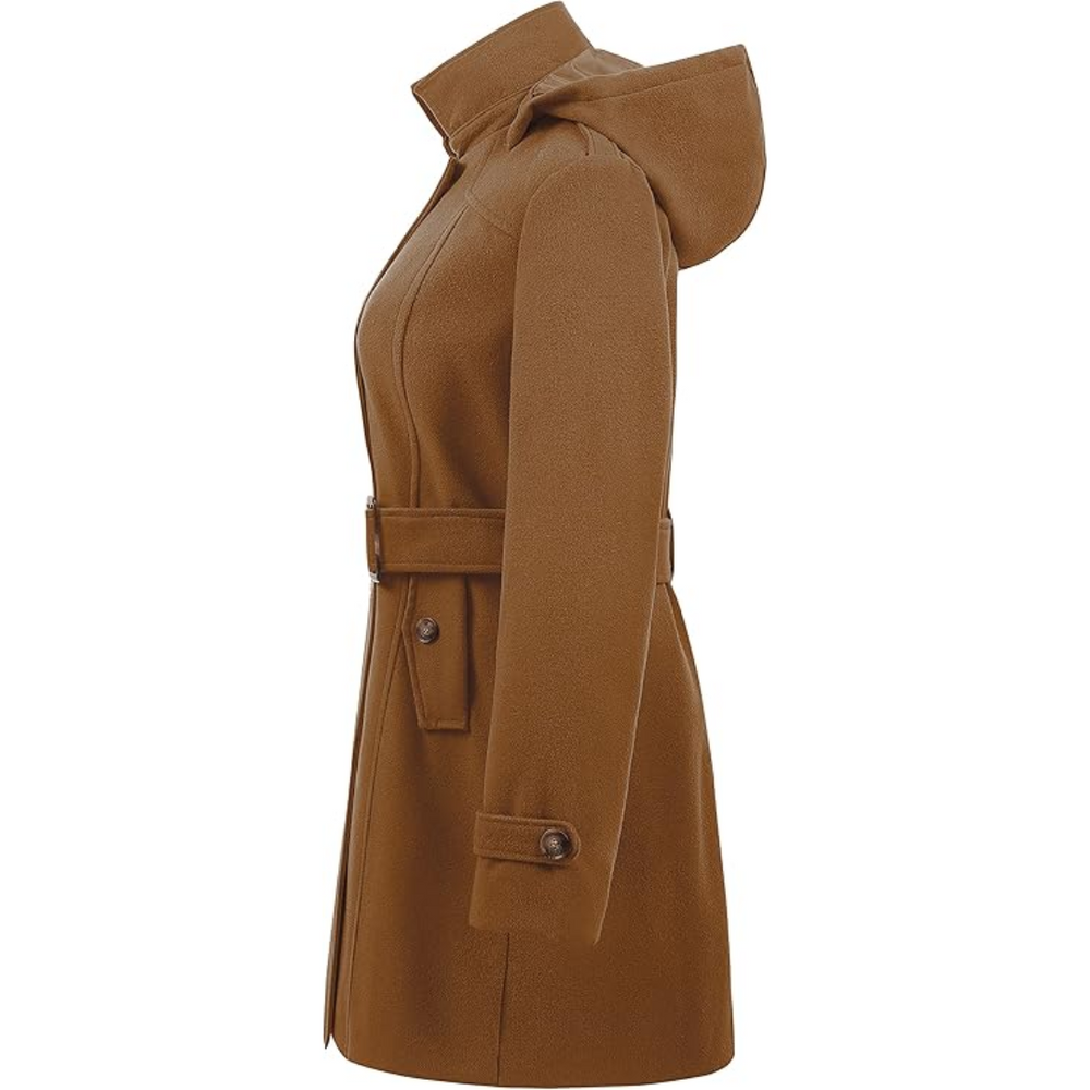 Women's Nina Padded Winter Trench Coat with Hood - Stylish & Warm Outerwear for Cold Weather