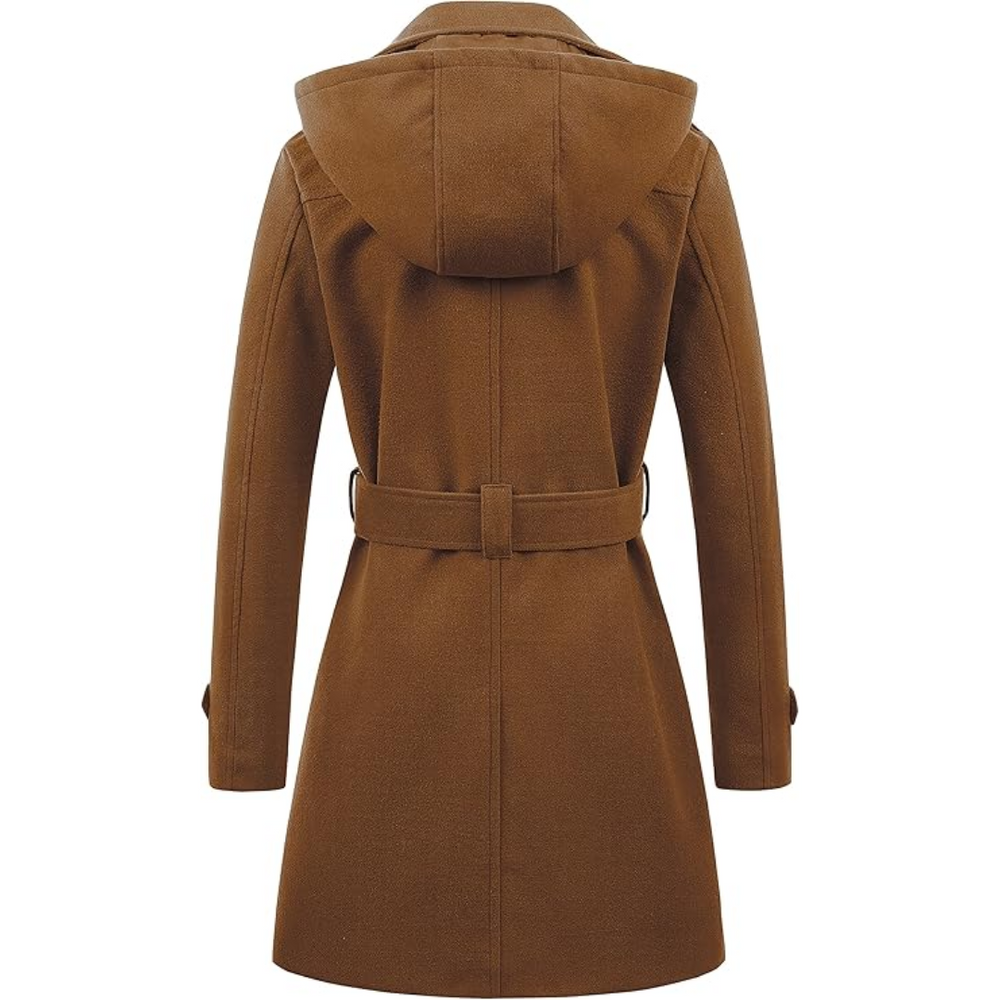 Women's Nina Padded Winter Trench Coat with Hood - Stylish & Warm Outerwear for Cold Weather