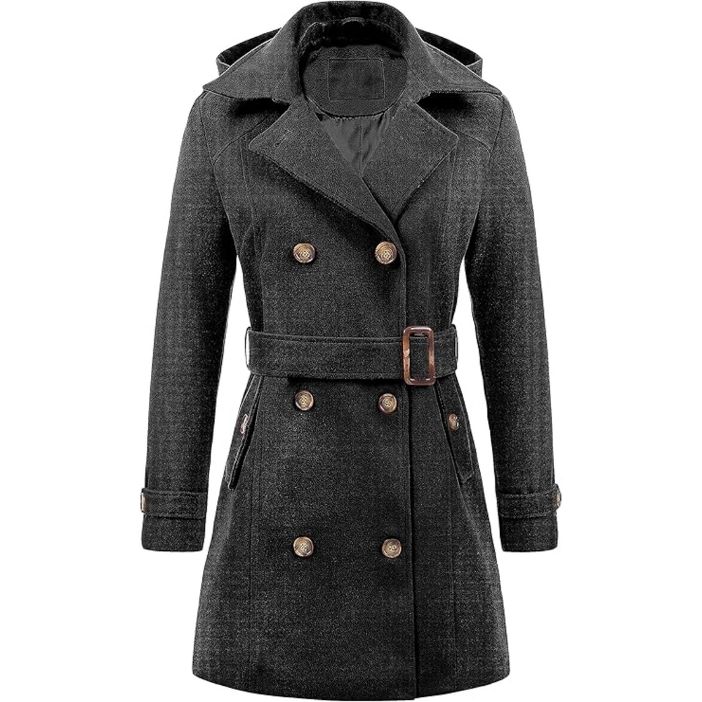 Women's Nina Padded Winter Trench Coat with Hood - Stylish & Warm Outerwear for Cold Weather