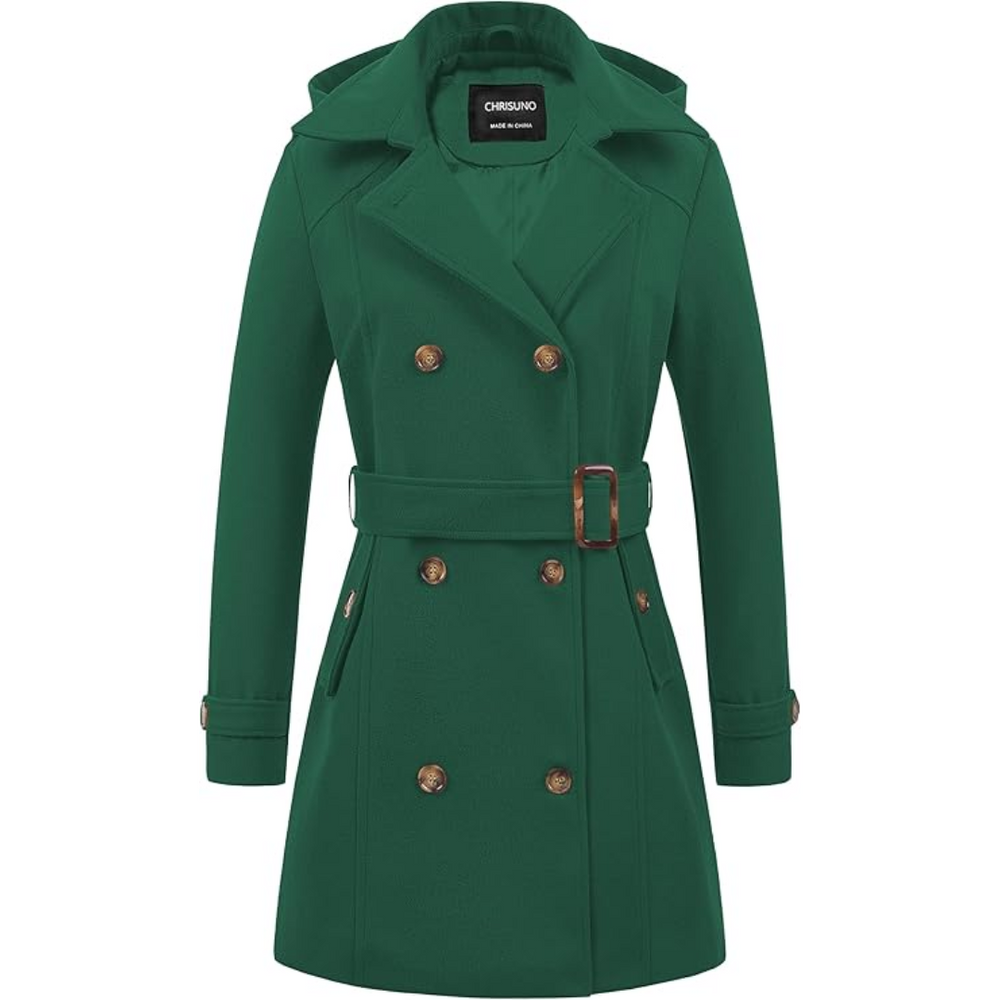 Women's Nina Padded Winter Trench Coat with Hood - Stylish & Warm Outerwear for Cold Weather