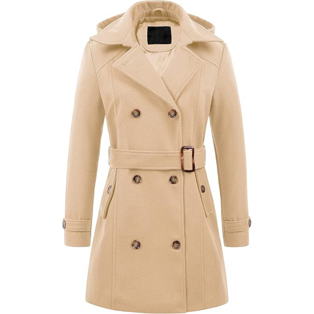 Women's Nina Padded Winter Trench Coat with Hood - Stylish & Warm Outerwear for Cold Weather