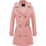 Women's Nina Padded Winter Trench Coat with Hood - Stylish & Warm Outerwear for Cold Weather