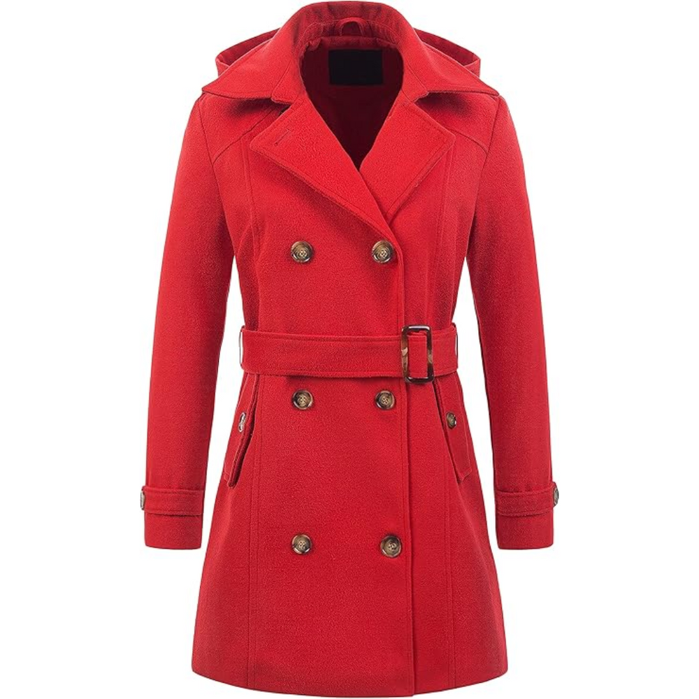 Women's Nina Padded Winter Trench Coat with Hood - Stylish & Warm Outerwear for Cold Weather