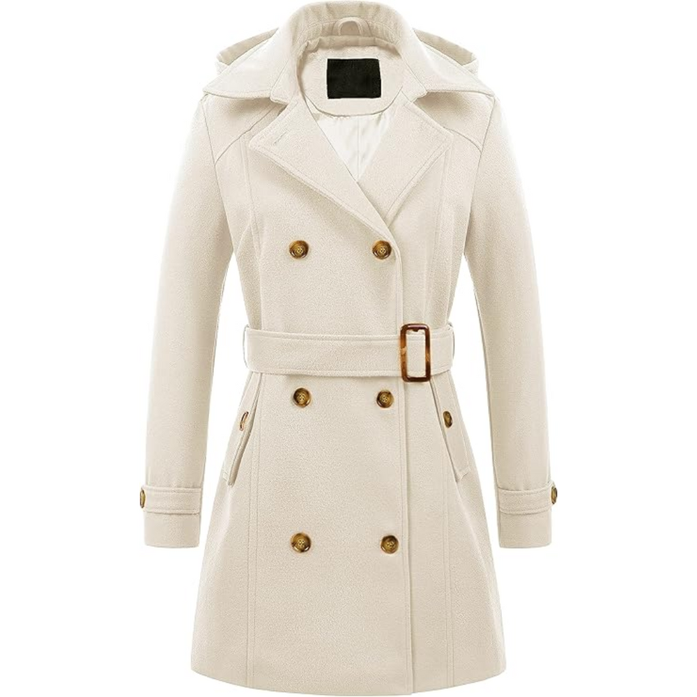 Women's Nina Padded Winter Trench Coat with Hood - Stylish & Warm Outerwear for Cold Weather